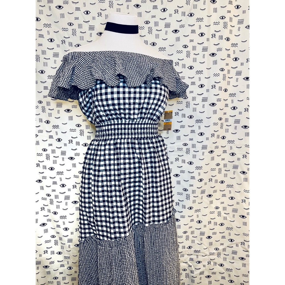 Rachel Roy Off-The-Shoulder Gingham High-Low Dress